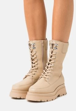 Leather - Bottes À Plateau - Beige