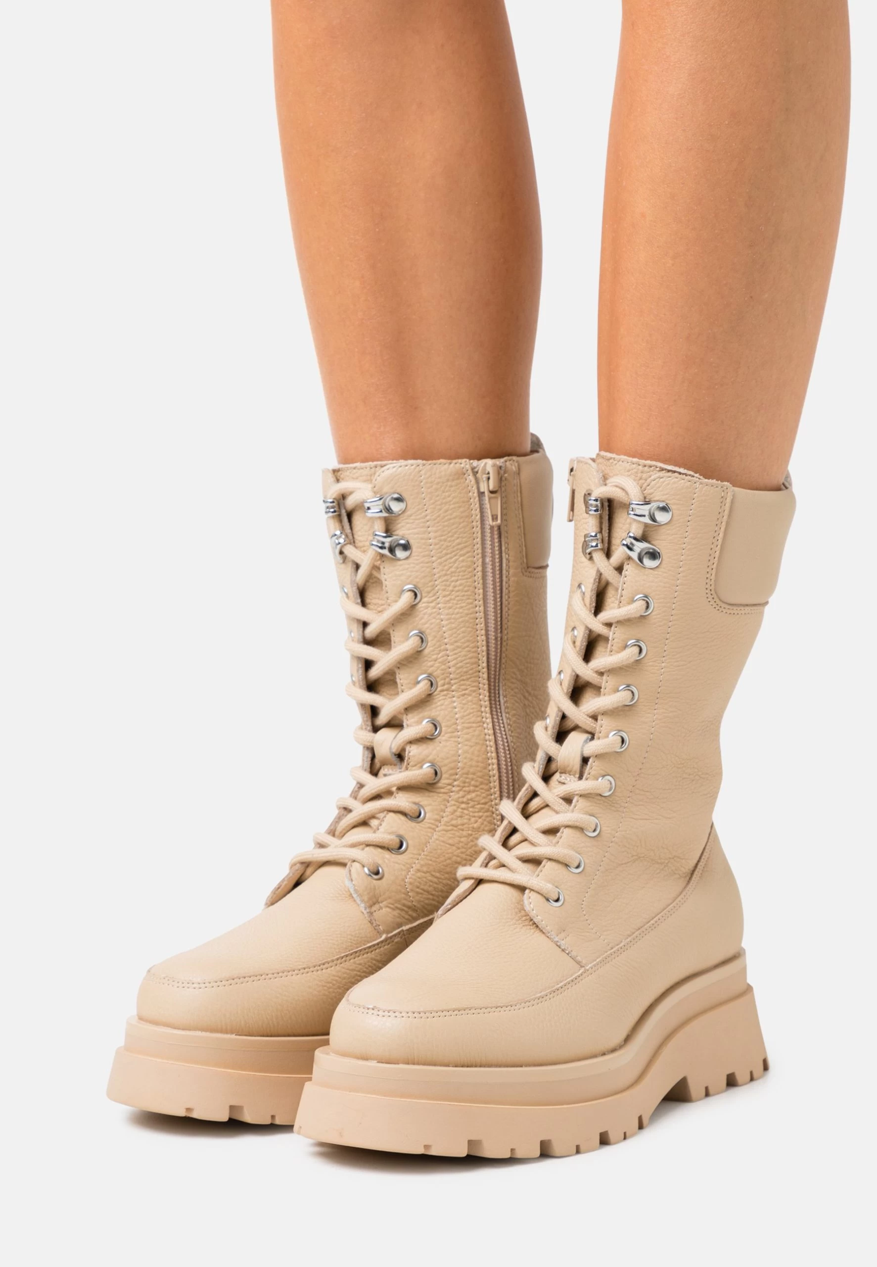 Leather - Bottes À Plateau - Beige 1 Leather - Bottes À Plateau - Beige