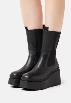 Zign Leather - Bottines Compensées - Black